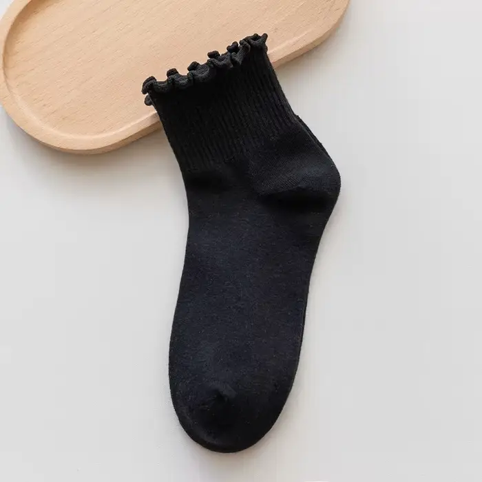 Chaussettes courtes à volants pour femmes, mignonnes, Style japonais, pour filles, respirantes, soli