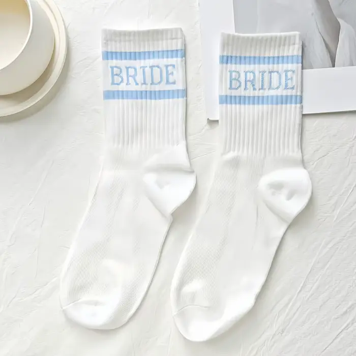 1 paire de chaussettes blanches de mariée, chaussettes décoratives sur le thème du mariage, cadeaux 