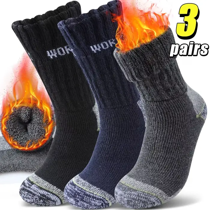 3 paires de chaussettes d'hiver épaisses pour hommes