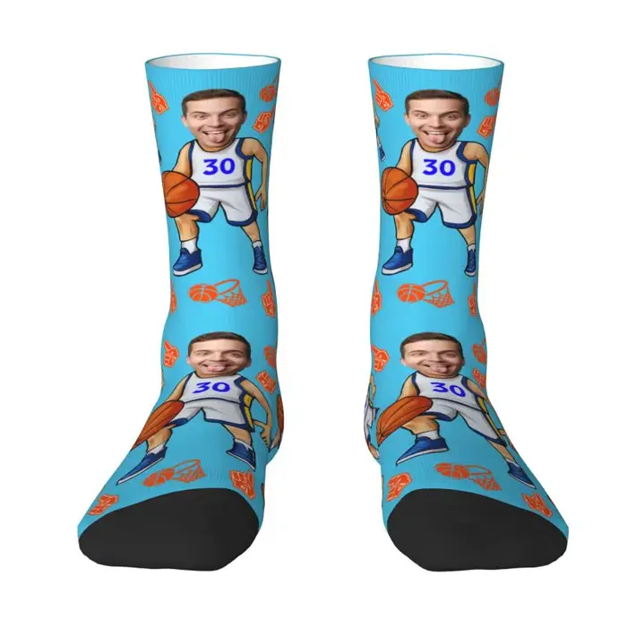 Chaussettes de basket-ball personnalisées pour hommes, unisexes, Cool, visage personnalisé, Design P