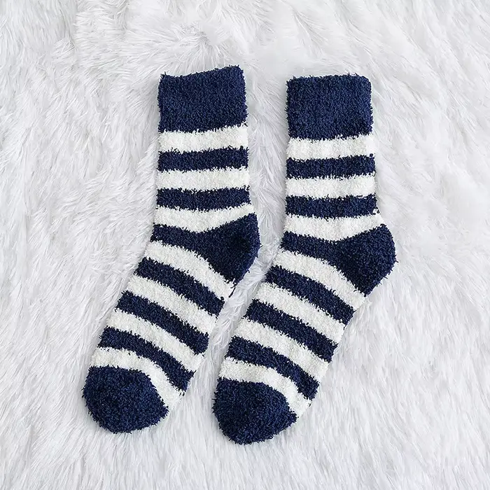 Chaussettes rayées hommes doux homme chaussettes moelleuses mâle épais corail velours Terry serviett