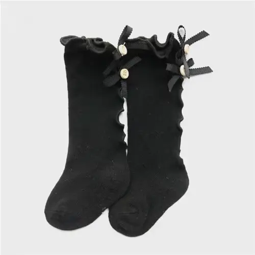 Chaussettes pour enfants, pantalon en coton pour bébés filles, en dentelle, chauffe-jambes avec nœud