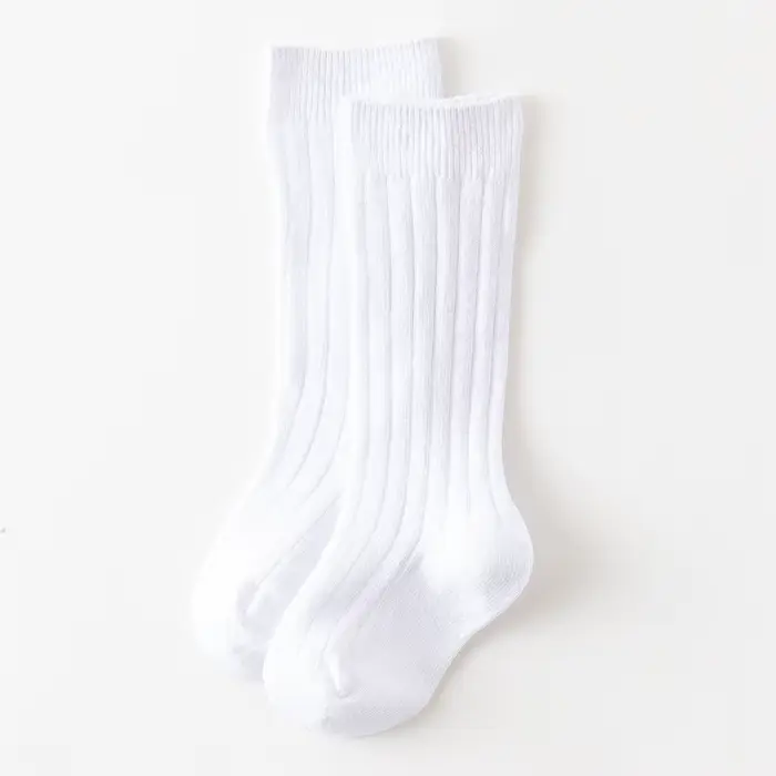 Chaussettes hautes en coton uni à rayures pour bébé fille et garçon de 0 à 3 ans, bas pour nouveau-n