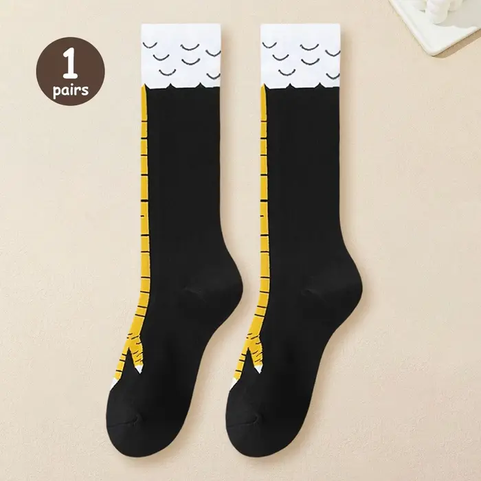 Chaussettes longues à imprimé de pieds jetables pour femmes, chaussettes au-dessus du genou, chausse