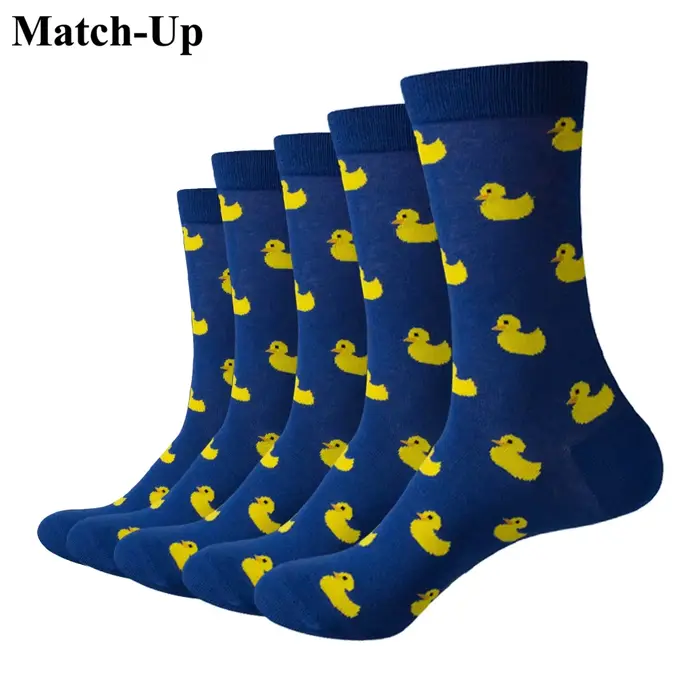Match-Up Hommes Canard de Bande Dessinée Peigné Coton Crew chaussettes Marque chaussettes (5 paires/lot)