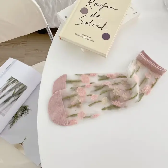 InjSocks-Chaussettes élastiques en cristal transparent pour femmes