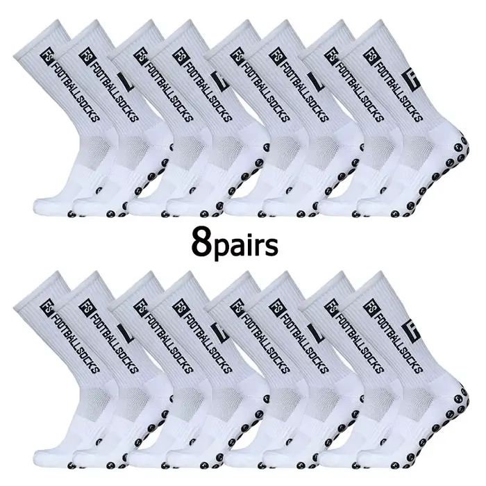 8 paires de nouvelles chaussettes de football collées à mi-tube FS pour l'entraînement sportif et la