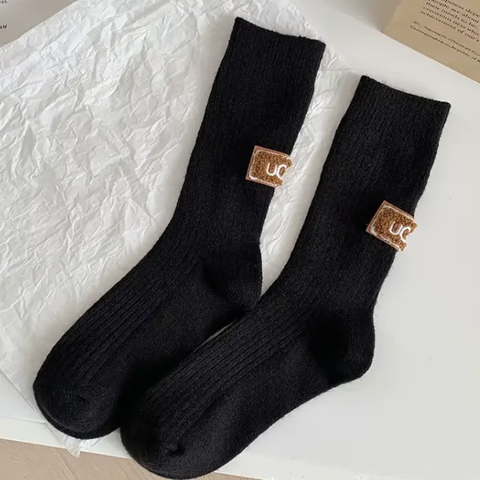 Garder au chaud hiver chaussettes confortable épaissir pile mi-mollet chaussettes décontracté coton 