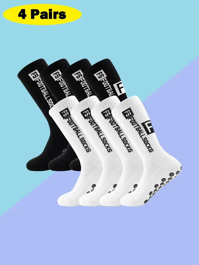 4 paires de nouvelles chaussettes de football collées à mi-tube FS pour l'entraînement sportif et la compétition