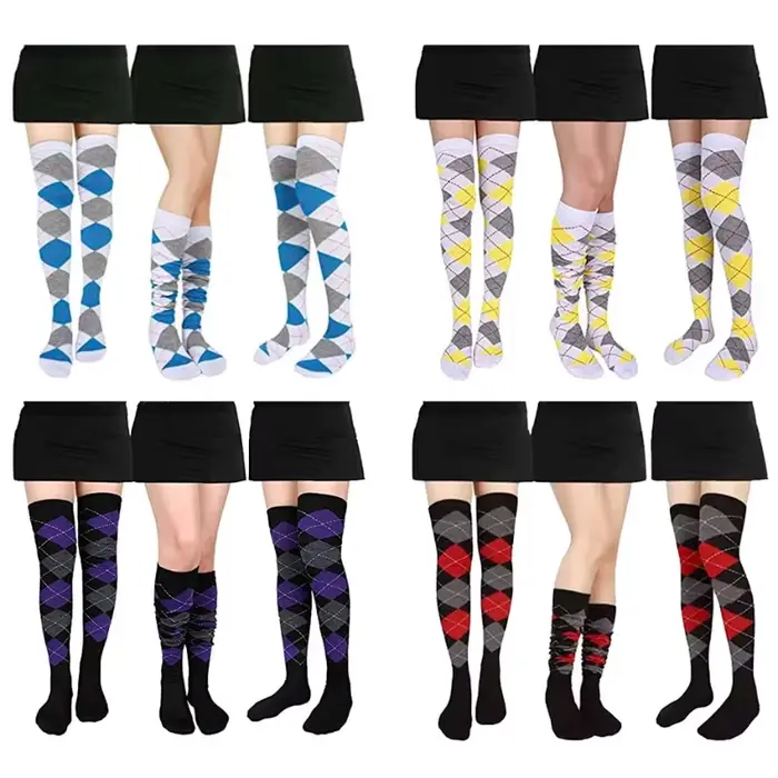 Chaussettes à carreaux de diamant pour femmes