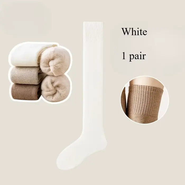 Chaussettes thermiques au dessus du genou pour hommes, chaussettes chaudes d'hiver doublées de polai