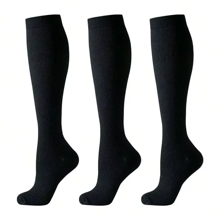 6 paires de chaussettes de compression – Design unisexe jusqu'aux genoux avec tissu doux et léger, s