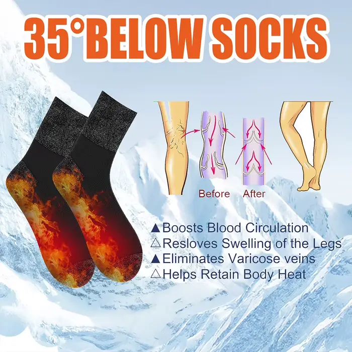 Chaussettes auto-chauffantes d'hiver chaussettes chauffantes thermiques respirantes chaussettes chau