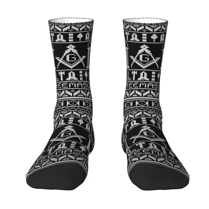 Chaussettes habillées à motif maçonnique Mason pour hommes et femmes, chaussettes chaudes et amusant