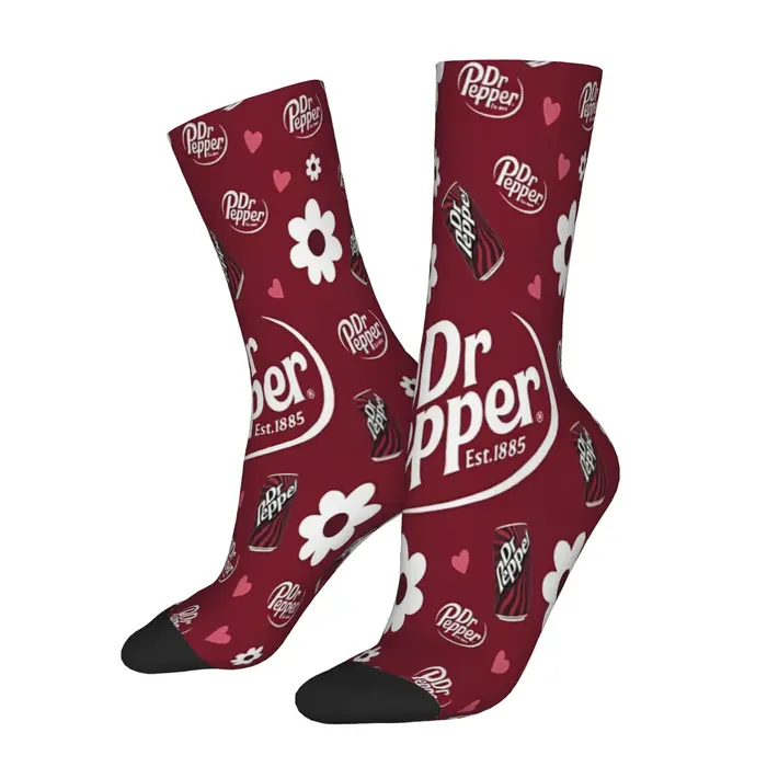1 paire de chaussettes amusantes Dr Pepper Soda Est 1885 Hip Hop, chaussettes imprimées à motif sans