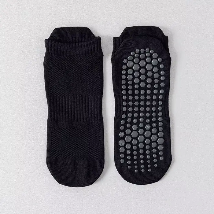 Chaussettes de Yoga hommes coton mince Silicone poignée antidérapante Pilates chaussette à cheville 