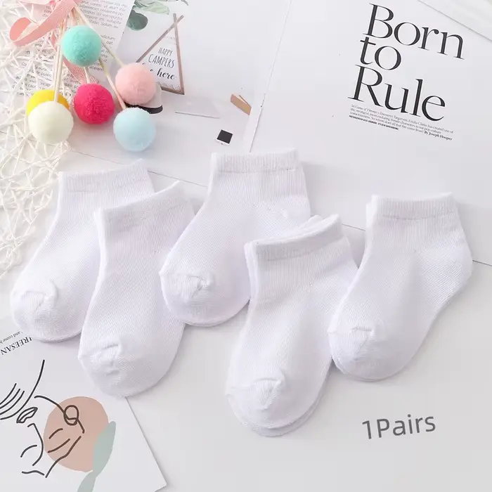 Chaussettes courtes blanches pour enfants, chaussettes de sport fines et respirantes en pur coton po