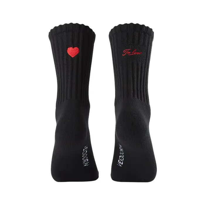 Chaussettes décontractées avec motif cœur, broderie «To Love», mignonnes, confortables, respirantes,