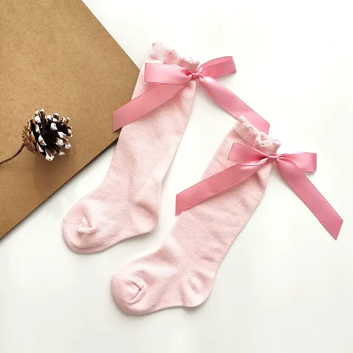 Chaussettes à volants pour filles princesse à la mode, gros nœuds, chaussettes hautes pour enfants, 