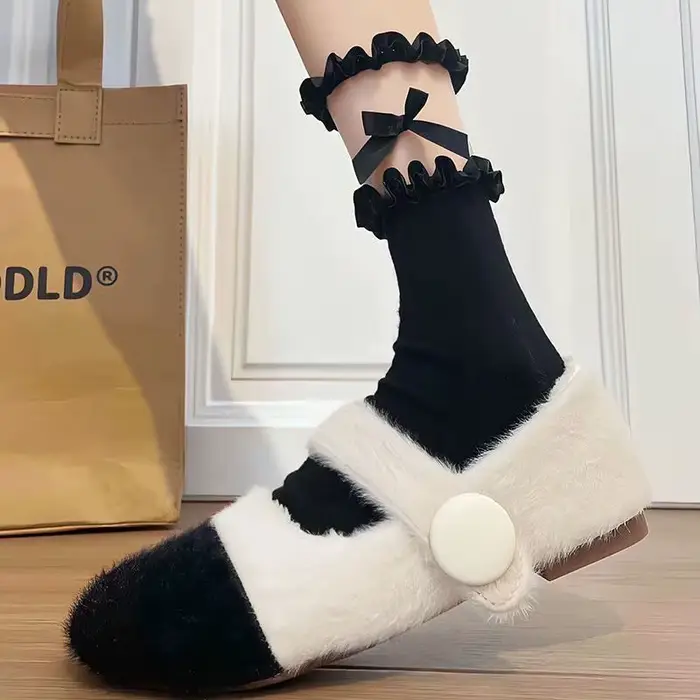 Chaussettes pour femmes, chaussettes en dentelle printemps-été, chaussettes mi-tube à nœud pour fill