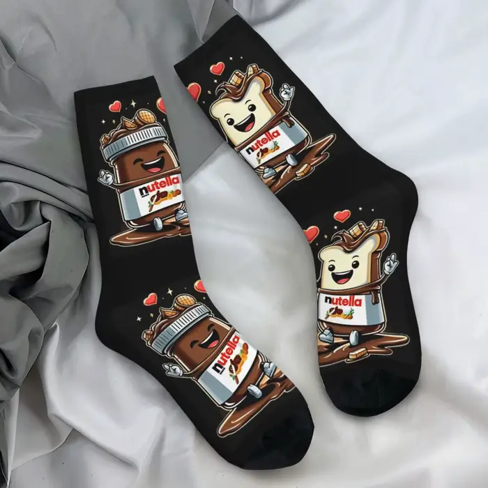 Foods Nutella bas Design Harajuku chaussettes hiver anti-dérapant chaussettes hommes cyclisme chauss