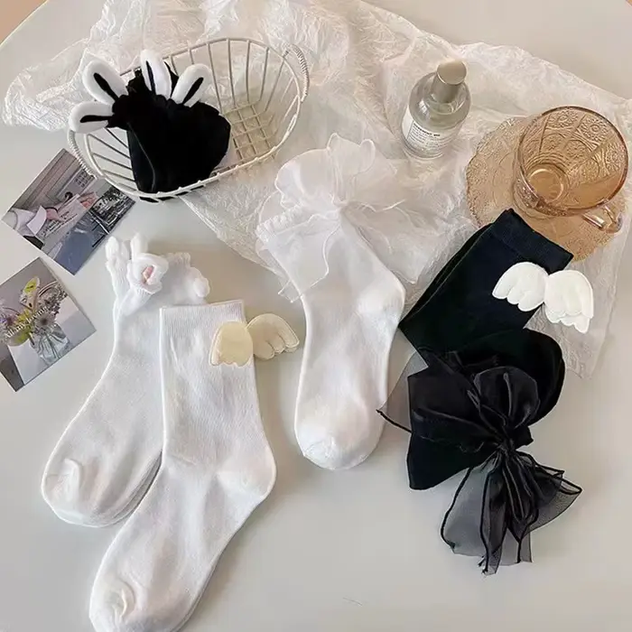 Chaussettes à volants en dentelle avec nœud papillon pour femmes et filles