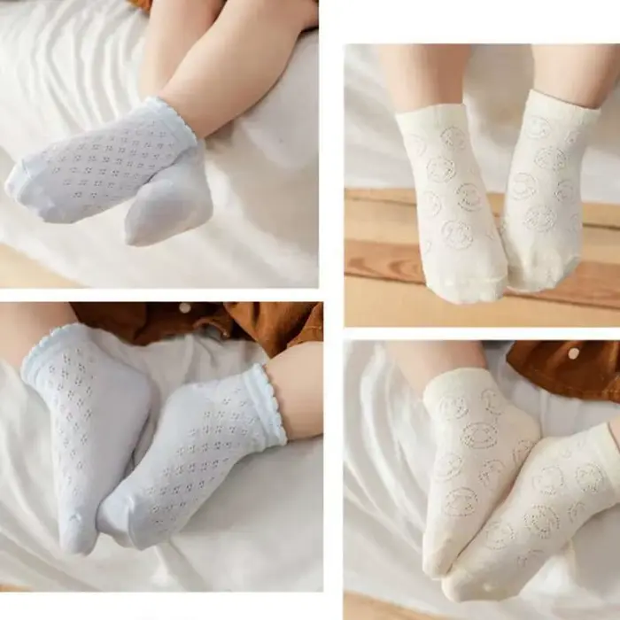 1 paire de chaussettes d'été pour bébés garçons et filles, maille ultra-fine douce, filet pour enfants, nouveau-nés, nourrissons, trou antidérapant