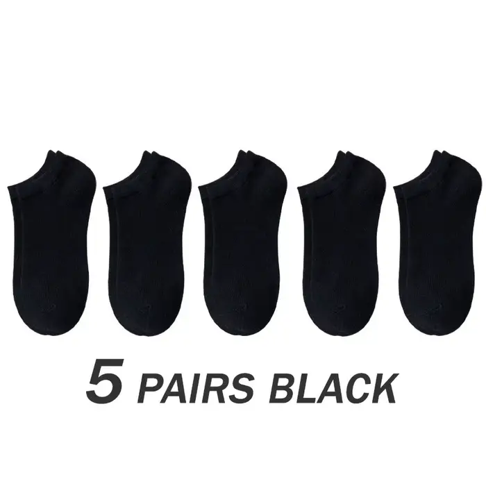 5 paires de chaussettes unisexes décontractées de couleur unie, fines, respirantes, confortables, an