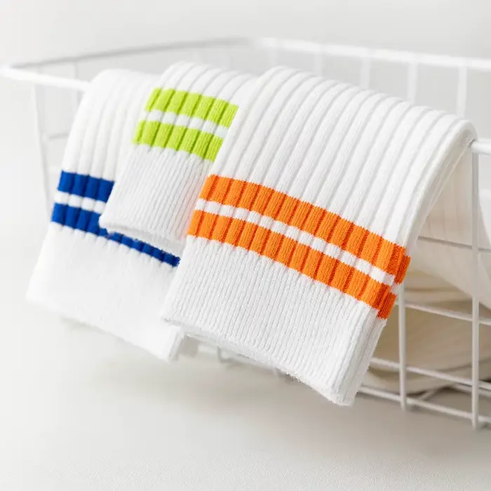 Chaussettes de Sport à rayures blanches et Orange pour femmes