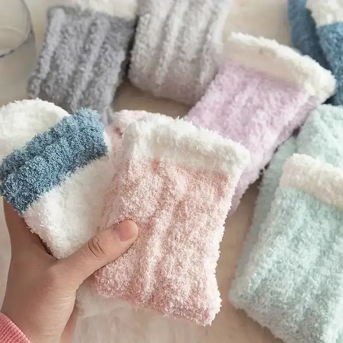 5 paires de chaussettes épaisses en molleton de corail pour femmes