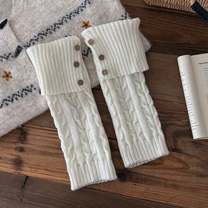 Jambières tricotées pour femmes, couvre-mollet, chauffe-pieds, chaussettes longues pour dames, Lolit