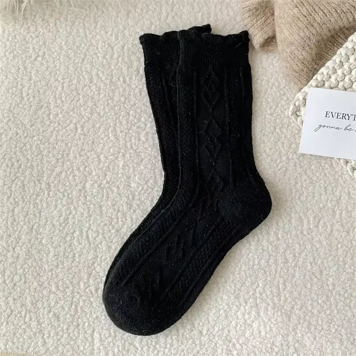 Chaussettes chaudes pour femmes, nouvelle collection, couleur unie, épaisses, automne-hiver, chausse