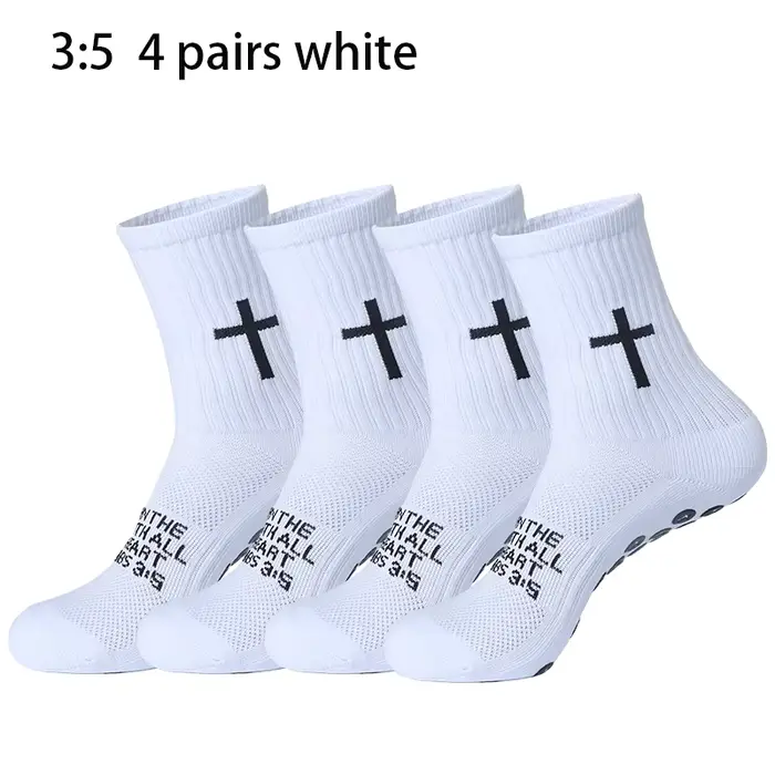 4 paires de chaussettes chrétiennes, chaussettes de prière, chaussettes Jésus, chaussettes de footba