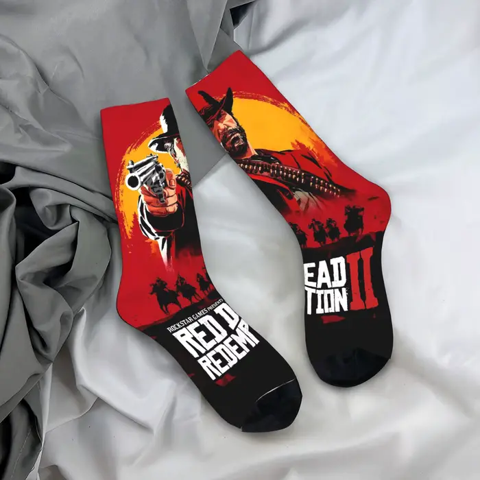 Red Dead Redemption chaussettes automne bas rétro hommes chaussettes souples graphique cyclisme chau