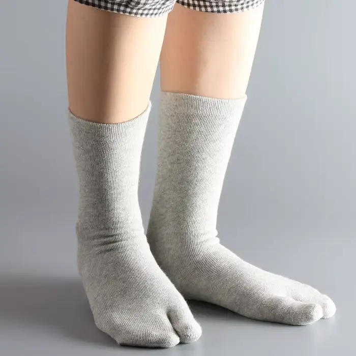 Chaussettes épaisses à 2 doigts pour hommes, tongs d'affaires de couleur unie, chaussettes à bout fe