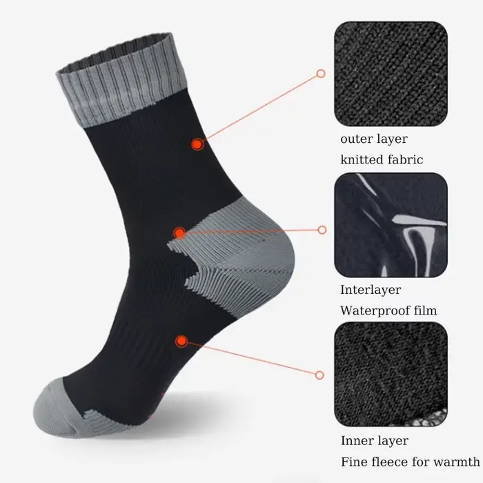 WRELS chaussettes imperméables Sports de plein air randonnée Wading Camping Trekking hiver ski chaussette chaude respirant chaussettes imperméables