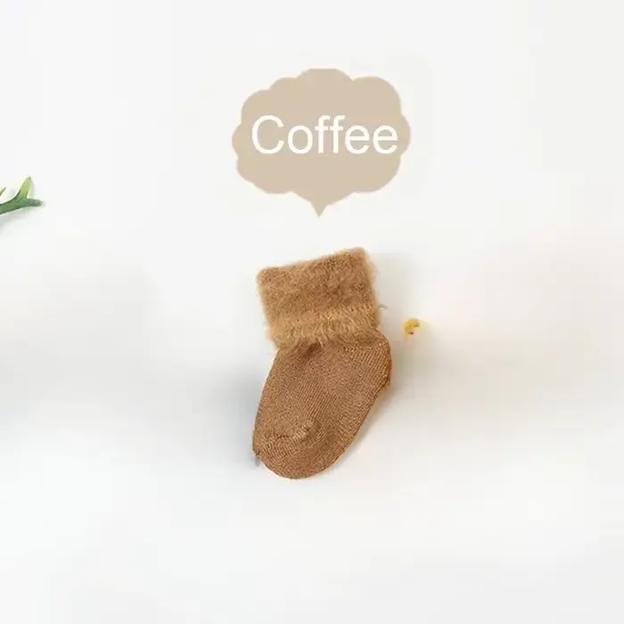 Chaussette en coton thermique en peluche pour nouveau-né, chaussette chaude pour bébé garçon et fill