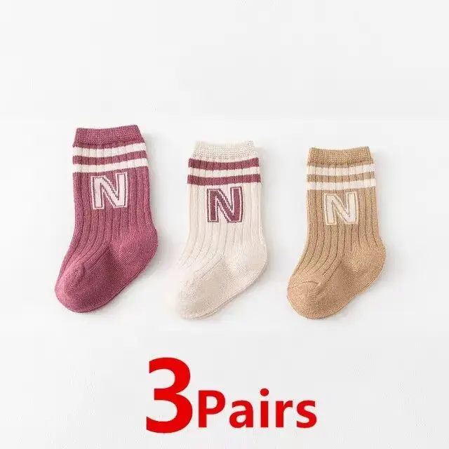 Chaussettes longues tricotées en coton doux pour bébé, chaussettes hautes pour enfants, chaussettes 