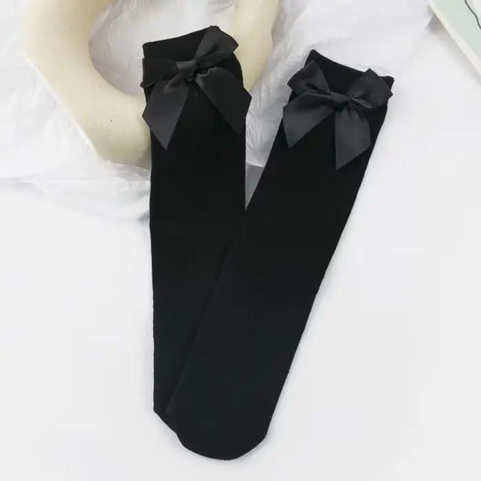 Chaussettes hautes pour filles, gros nœuds, chaussettes de sol pour bébés, nouvelles chaussettes esp