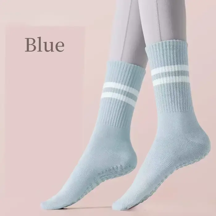 Chaussettes de Yoga en coton, bas mi-tube, professionnelles, antidérapantes, en Silicone, pour Fitne
