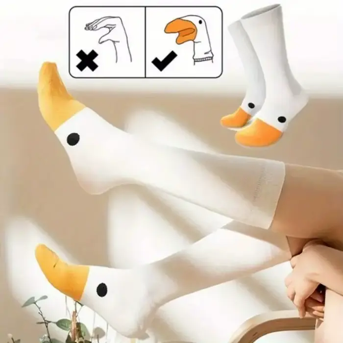 Chaussettes pour femmes Calcetines Mujer Hip Hop Funny White Harajuku Girls Cute Kawaii Cartoon Duck Print Japonais Style Gift Sox
