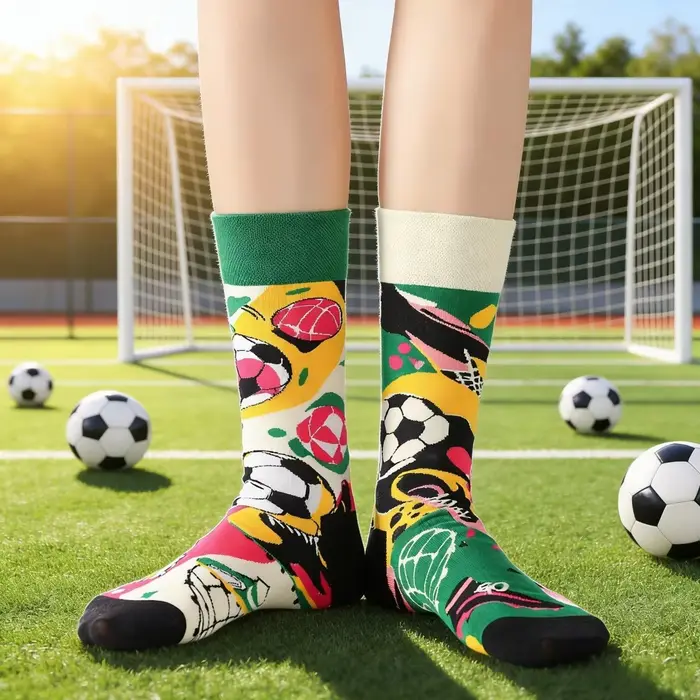 1 paire de chaussettes mi-mollet unisexes à motif asymétrique Graffiti sur le thème des ballons amusants