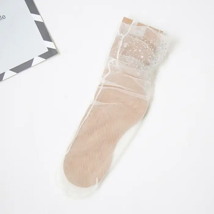 Chaussettes élastiques en dentelle pour femmes, chaussettes en maille à paillettes de cristal, chaus