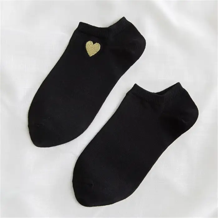 Mignon broderie or argent coeur chaussettes femmes belle drôle paillettes amour Sokken Art cheville 