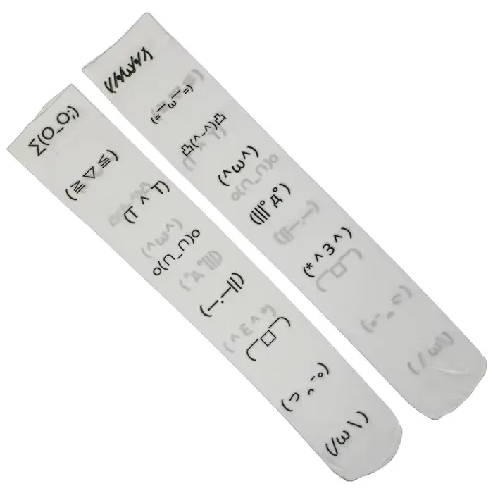Kawaii expression blanc Graffiti lettre imprimer chaussettes longues Harajuku sur genou cuisse haute