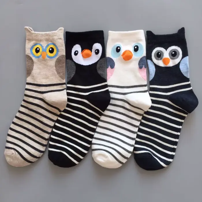 1 paire dessin animé hibou mignon filles chaussette Kwaii drôle mode