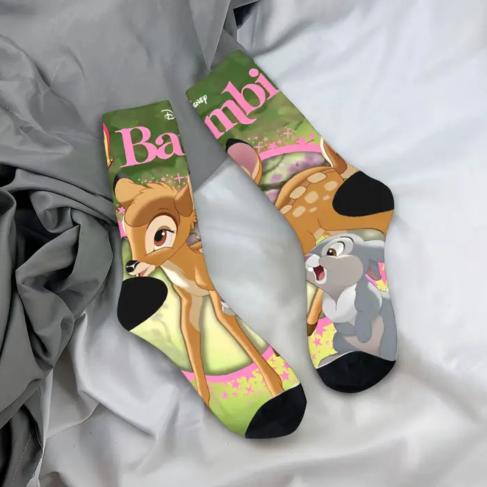 Bambi chaussettes de dessin animé nouveauté bas automne antibactérien femmes hommes chaussettes resp