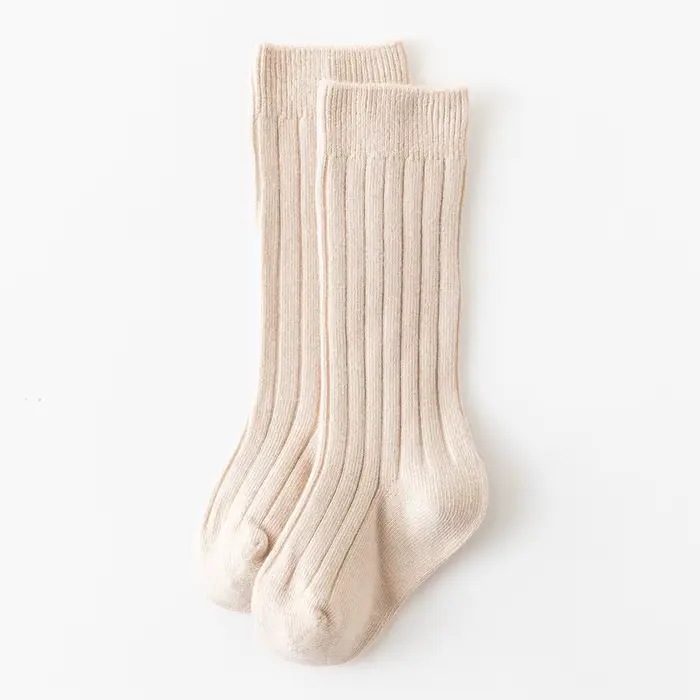 Chaussettes hautes en coton à rayures pour bébé fille et garçon de 0 à 3 ans, couleur unie, longues,