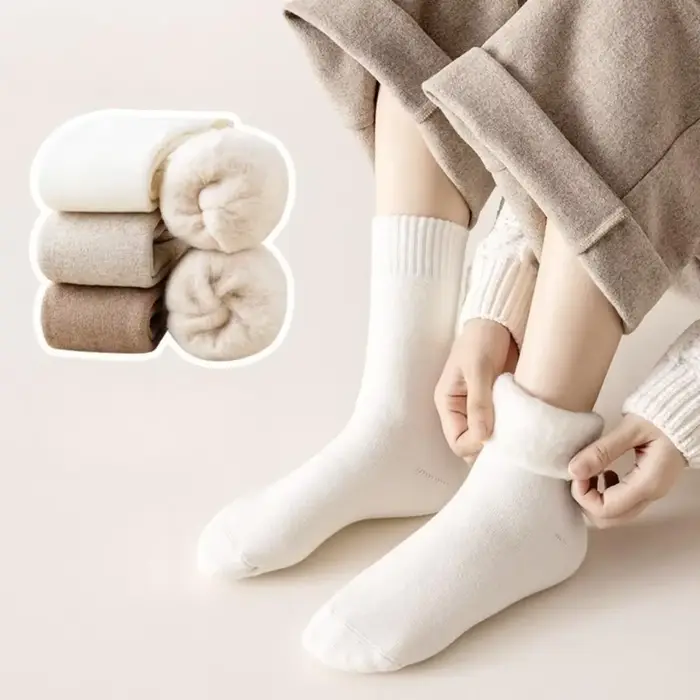 1 paire de chaussettes thermiques chaudes d'hiver pour femmes
