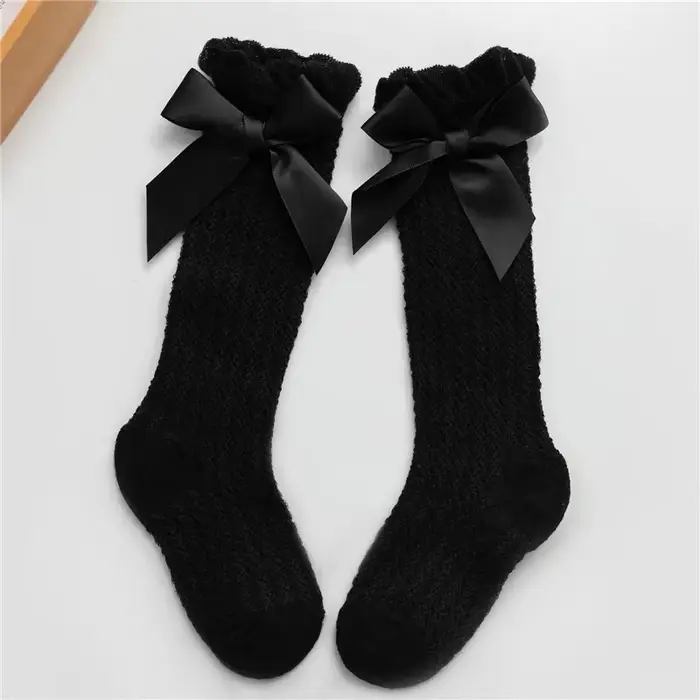 Chaussettes hauteur genou avec nœud papillon pour enfants, jambières pour tout-petits, chaussettes d